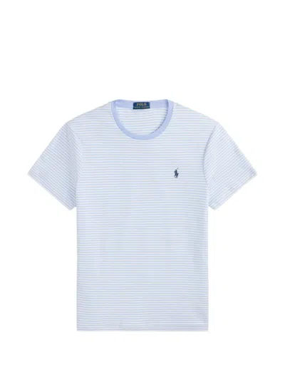Polo Ralph Lauren Striped Embroidered-logo T-shirt In Multi