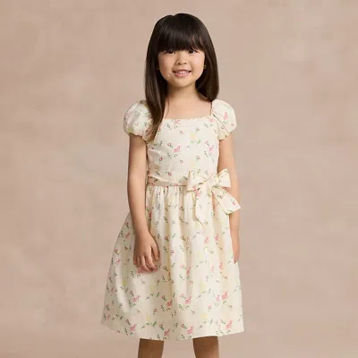 Polo Ralph Lauren Kids' Striped Floral Cotton-blend Dress In Surene Floral
