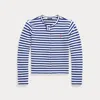 Polo Ralph Lauren Striped French Terry Cardigan In Blue