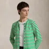 Polo Ralph Lauren Striped Button-down Cardigan In Preppy Green/white