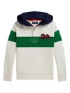 Polo Ralph Lauren Colorblocked Cotton-blend Jersey Hoodie In White