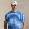 Polo Ralph Lauren Striped Jersey Crewneck T-shirt In Embayment Blue/white