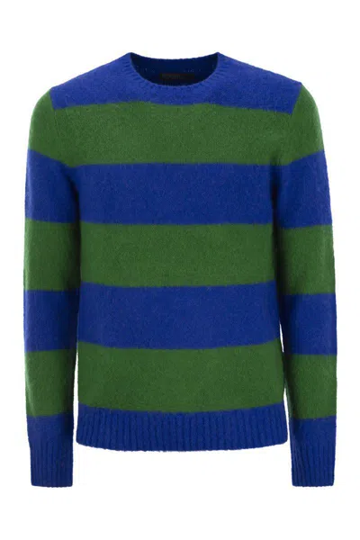 Polo Ralph Lauren Striped Jersey With Suede Patches In Multicolor