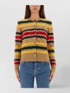 Polo Ralph Lauren Striped Cable Knit Cardigan With Ribbed Cuffs And Hem In Multi
