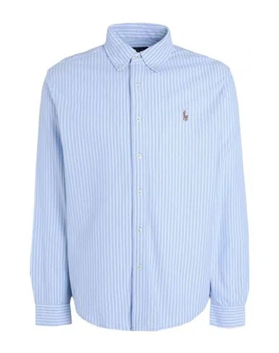 Polo Ralph Lauren Striped Knit Oxford Shirt Man Shirt Light Blue Size L Cotton