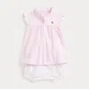 Polo Ralph Lauren Striped Knit Oxford Top & Bloomer Set In Carmel Pink Multi