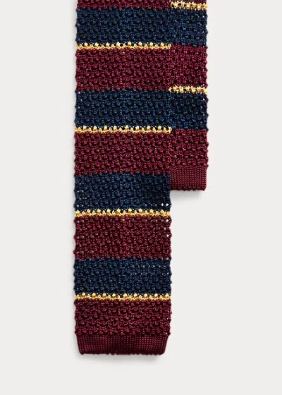 Polo Ralph Lauren Striped Knit Silk Tie In Wine/navy/gold