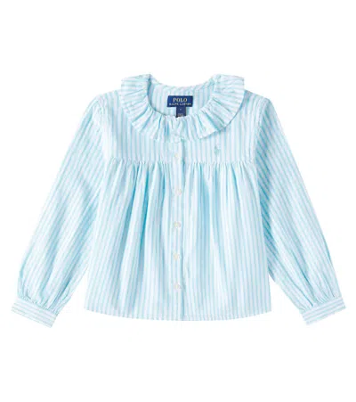Polo Ralph Lauren Kids' Striped Linen And Cotton Shirt In Blue