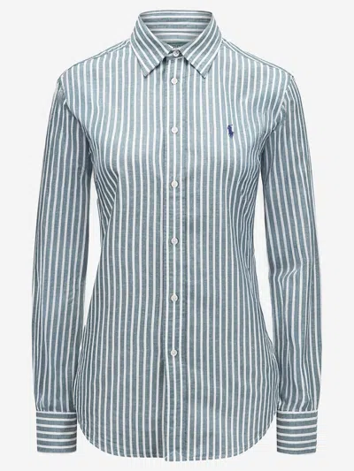 Polo Ralph Lauren Striped Linen And Cotton Shirt In Blue