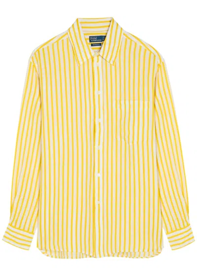 Polo Ralph Lauren Striped Linen And Cotton-blend Shirt In Yellow