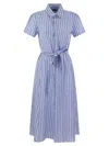 Polo Ralph Lauren Vicki Belted Striped Cotton-poplin Midi Shirt Dress