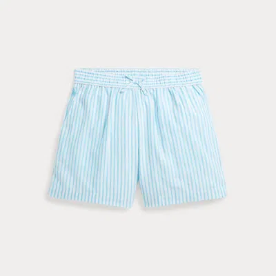 Polo Ralph Lauren Kids' Striped Linen-cotton Short In Turquoise Nova