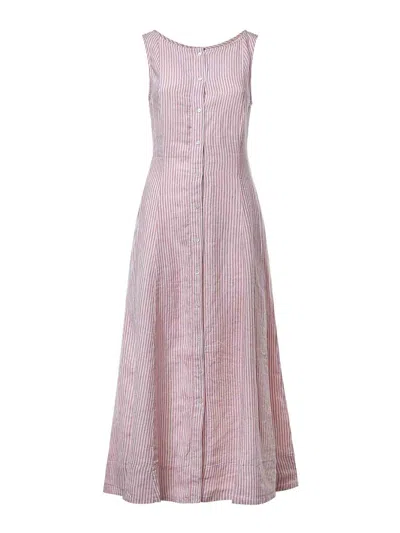 Polo Ralph Lauren Striped Linen Dress In Light Beige