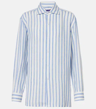 Polo Ralph Lauren Capri-long Sleeve-blouse In Cream Cornflower