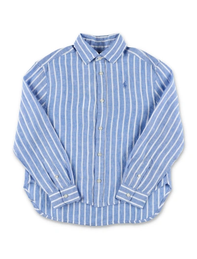 Polo Ralph Lauren Kids' Striped Linen Shirt In Blu