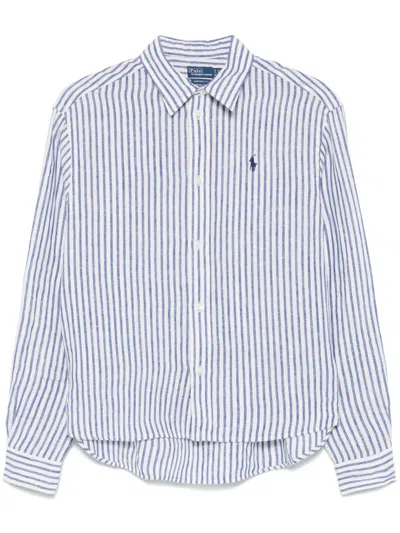Polo Ralph Lauren Striped Linen Shirt In White