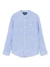 Polo Ralph Lauren Postboy Band Collar Shirt In Blue