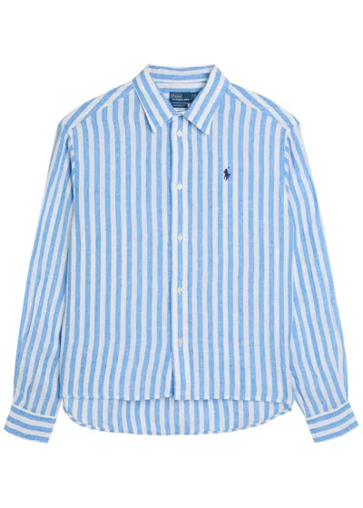 Polo Ralph Lauren Striped Linen Shirt In Blue