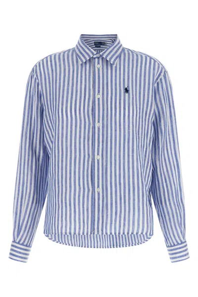Polo Ralph Lauren Striped Linen Shirt In Blue