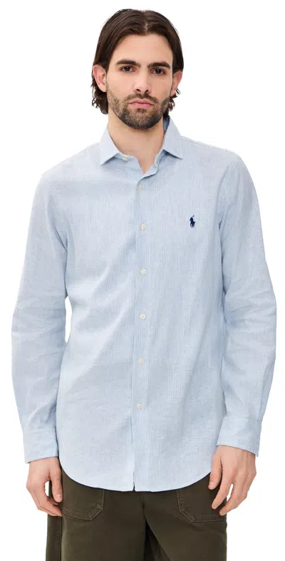 Polo Ralph Lauren Striped Linen Shirt Cabana Blue White