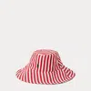 Polo Ralph Lauren Striped Linen Sun Hat In Red/white