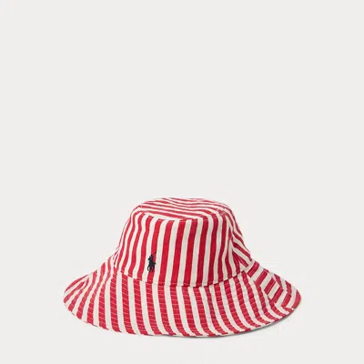 Polo Ralph Lauren Striped Linen Sun Hat In Red