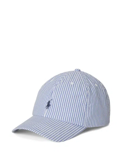 Polo Ralph Lauren Kids' Striped Logo-embroidered Ball Cap In Blue