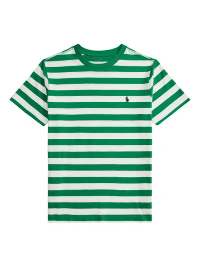 POLO RALPH LAUREN STRIPED LOGO-EMBROIDERED T-SHIRT