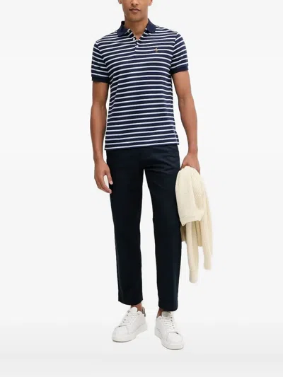 Polo Ralph Lauren Striped Logo-embroidery Polo Shirt In Blue