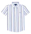 Polo Ralph Lauren Striped Logo Linen Shirt In White