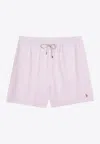 Polo Ralph Lauren White/pink Striped Swim Trunks In Pink