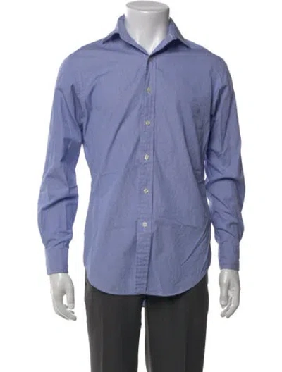 Pre-owned Polo Ralph Lauren Striped Long Sleeve Dress Shirt In Blue