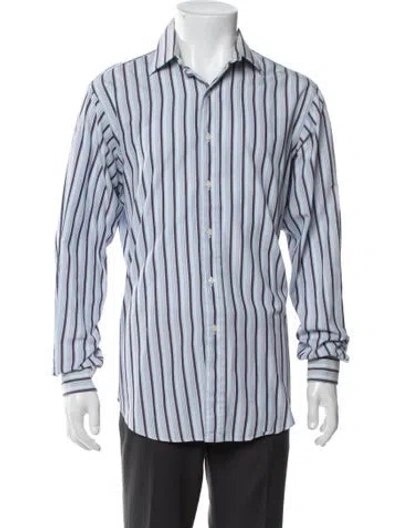 Pre-owned Polo Ralph Lauren Striped Long Sleeve Dress Shirt In Blue