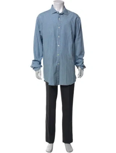 Pre-owned Polo Ralph Lauren Striped Long Sleeve Dress Shirt In Blue