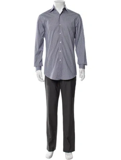 Pre-owned Polo Ralph Lauren Striped Long Sleeve Dress Shirt In Blue