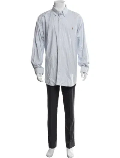 Pre-owned Polo Ralph Lauren Striped Long Sleeve Dress Shirt In Blue