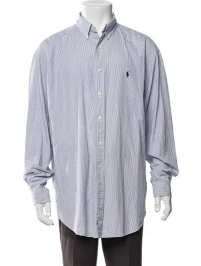 Pre-owned Polo Ralph Lauren Striped Long Sleeve Dress Shirt In Blue