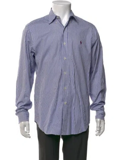 Pre-owned Polo Ralph Lauren Striped Long Sleeve Dress Shirt In Blue