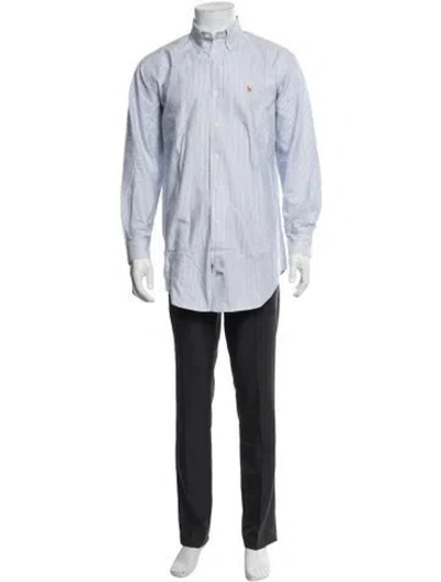 Pre-owned Polo Ralph Lauren Striped Long Sleeve Dress Shirt In Blue/white