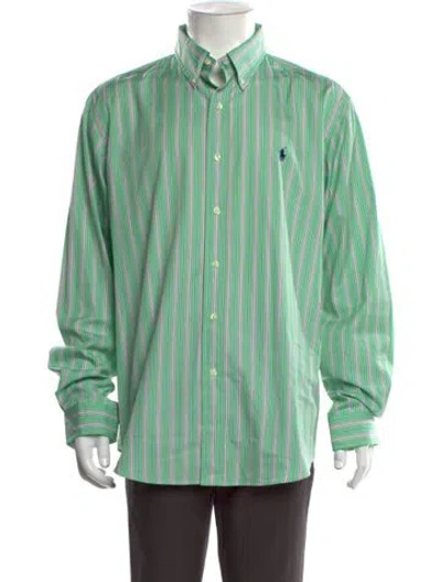 Pre-owned Polo Ralph Lauren Striped Long Sleeve Dress Shirt In Green