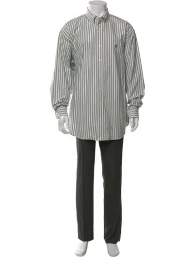 Pre-owned Polo Ralph Lauren Striped Long Sleeve Dress Shirt In Grey