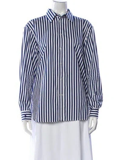 Pre-owned Polo Ralph Lauren Striped Long Sleeve Polo In Blue