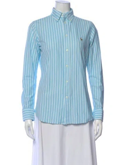 Pre-owned Polo Ralph Lauren Striped Long Sleeve Polo In Blue
