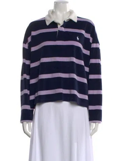 Pre-owned Polo Ralph Lauren Striped Long Sleeve Polo In Blue