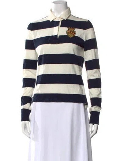 Pre-owned Polo Ralph Lauren Striped Long Sleeve Polo In Blue