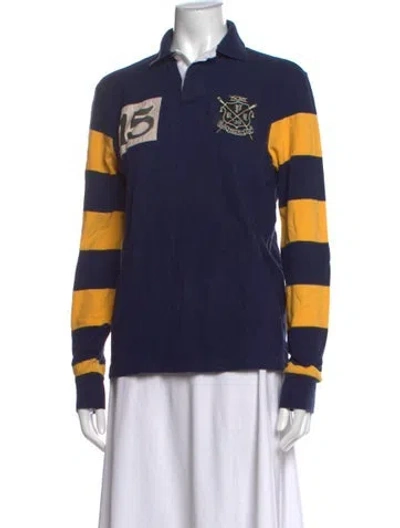 Pre-owned Polo Ralph Lauren Striped Long Sleeve Polo In Blue