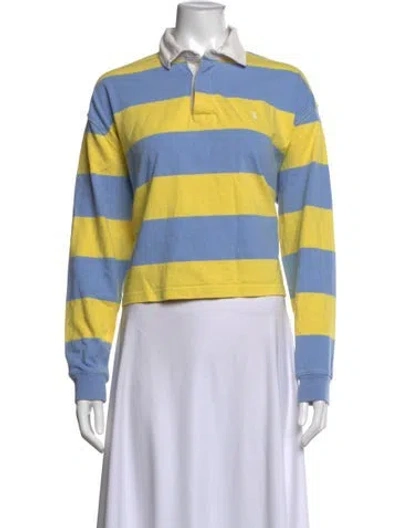 Pre-owned Polo Ralph Lauren Striped Long Sleeve Polo In Blue