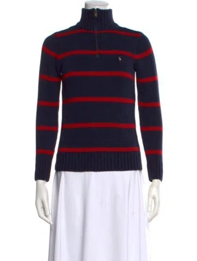 Pre-owned Polo Ralph Lauren Striped Long Sleeve Polo In Blue