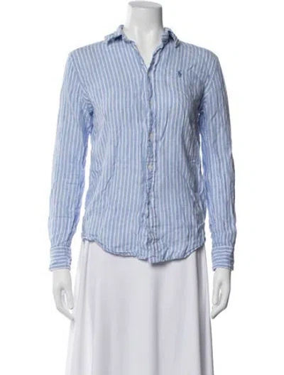 Pre-owned Polo Ralph Lauren Striped Long Sleeve Polo In Blue/white