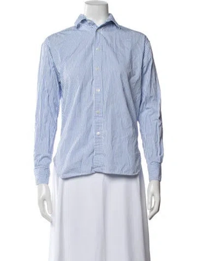 Pre-owned Polo Ralph Lauren Striped Long Sleeve Polo In Blue/white